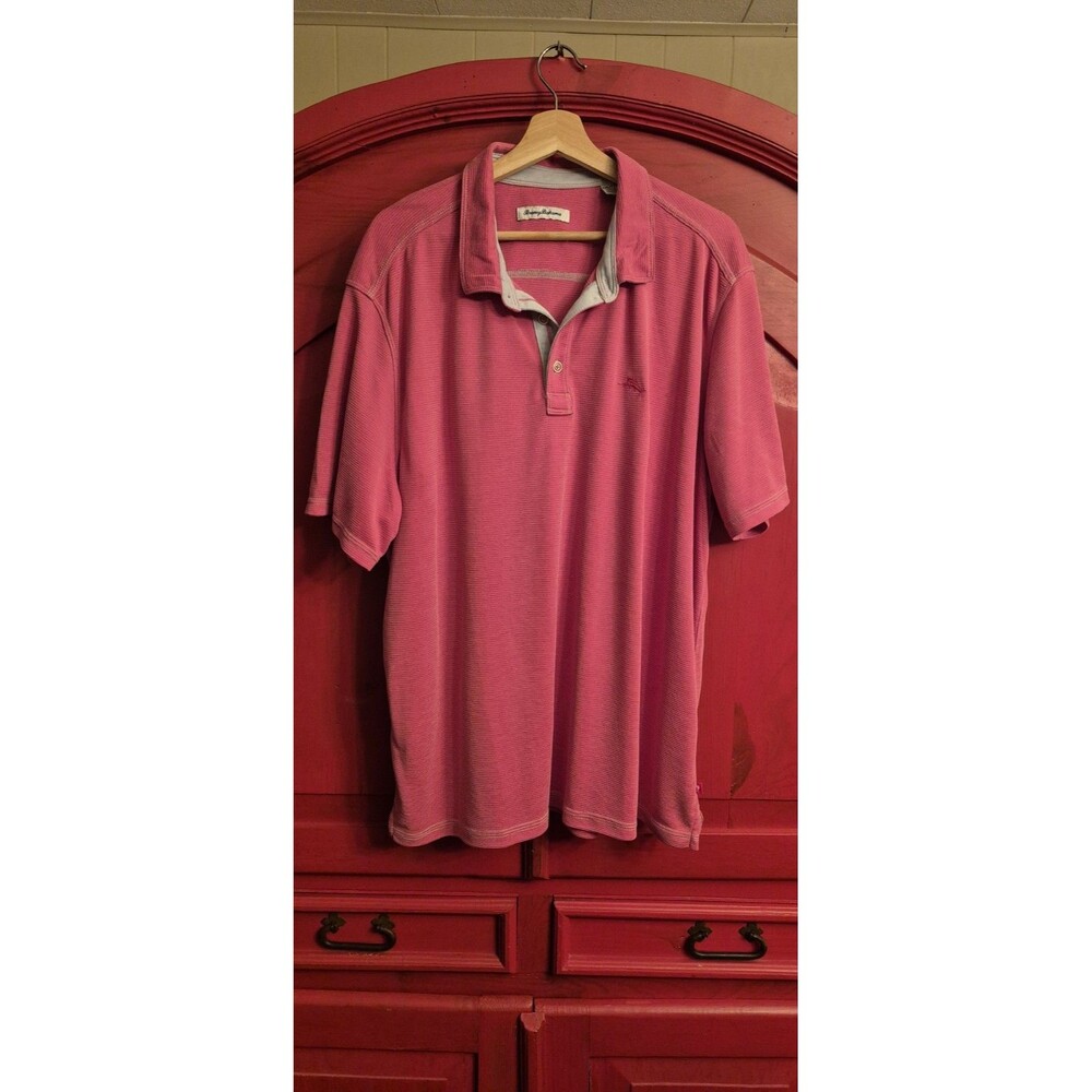 Tommy Bahama Mens XXL Marsala Palmetto Paradise Polo Shirt Red Vacation Beach